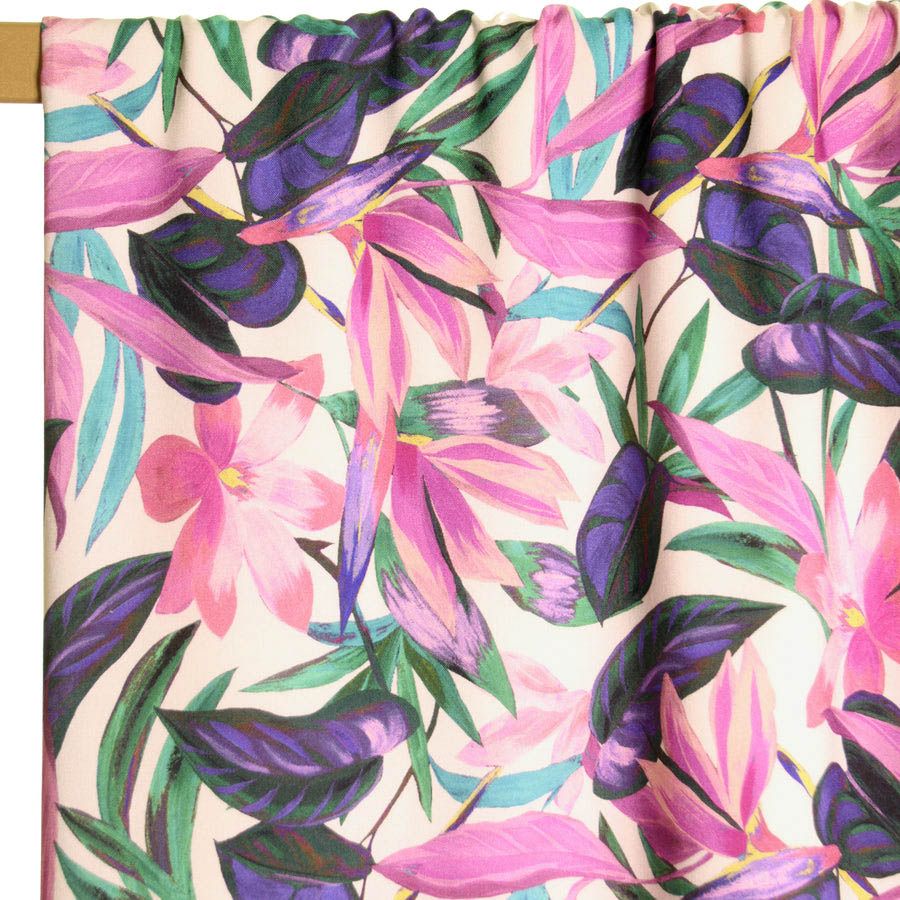 Viscose paarse bloemen - Atelier Jupe